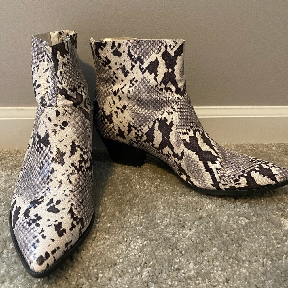 Worn once! Snake Skin Print Ankle Bootie